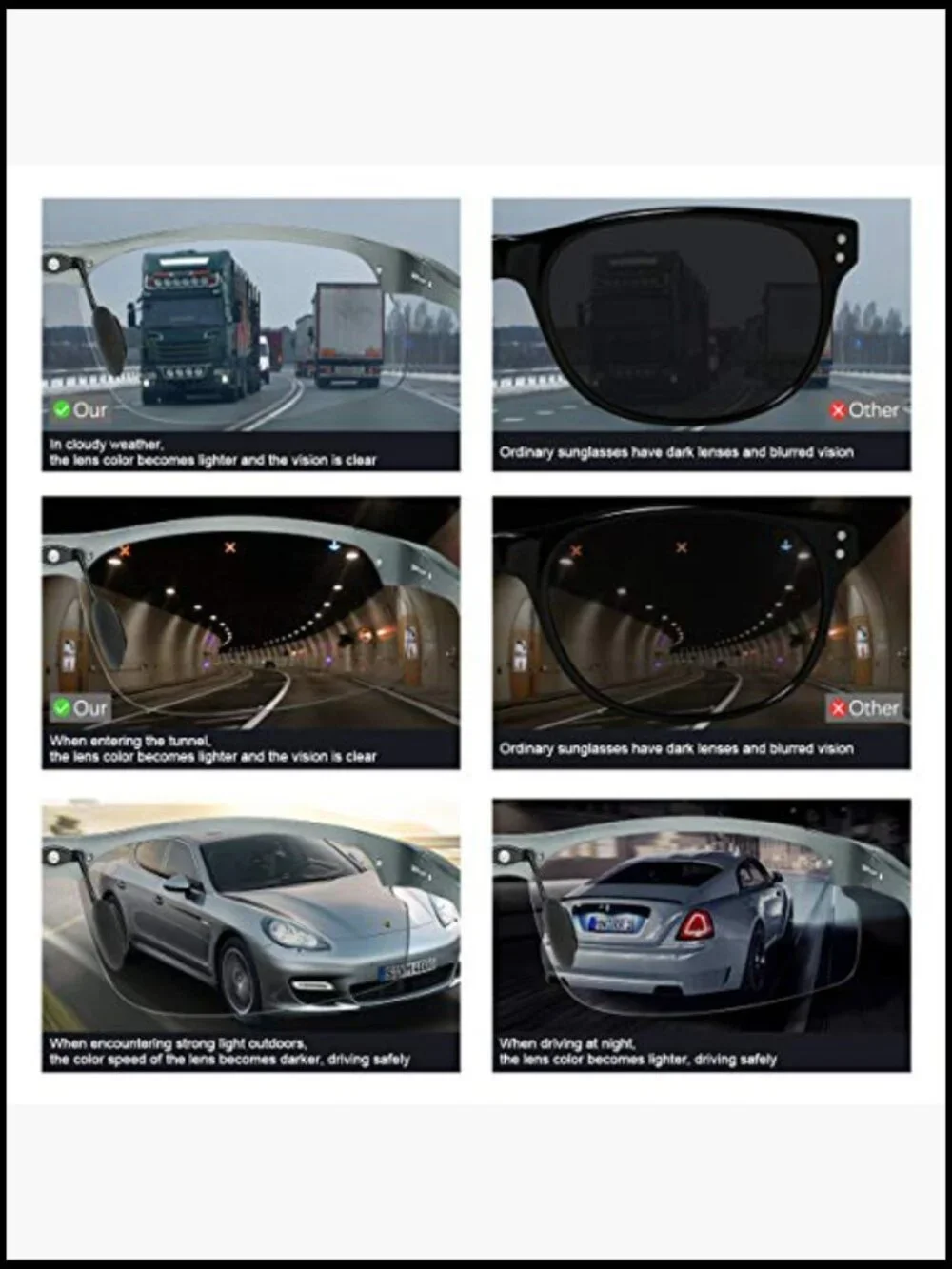 Polarized Photochromic Sunglasses UV400 Protection Anti Glare for Men Women